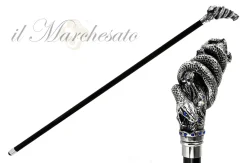 Il Marchesato Fantastic silver-plated handle - Snake on branch and sapphire crystals New