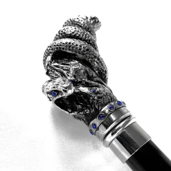 Il Marchesato Fantastic silver-plated handle - Snake on branch and sapphire crystals New