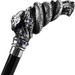 Il Marchesato Fantastic silver-plated handle - Snake on branch and sapphire crystals New