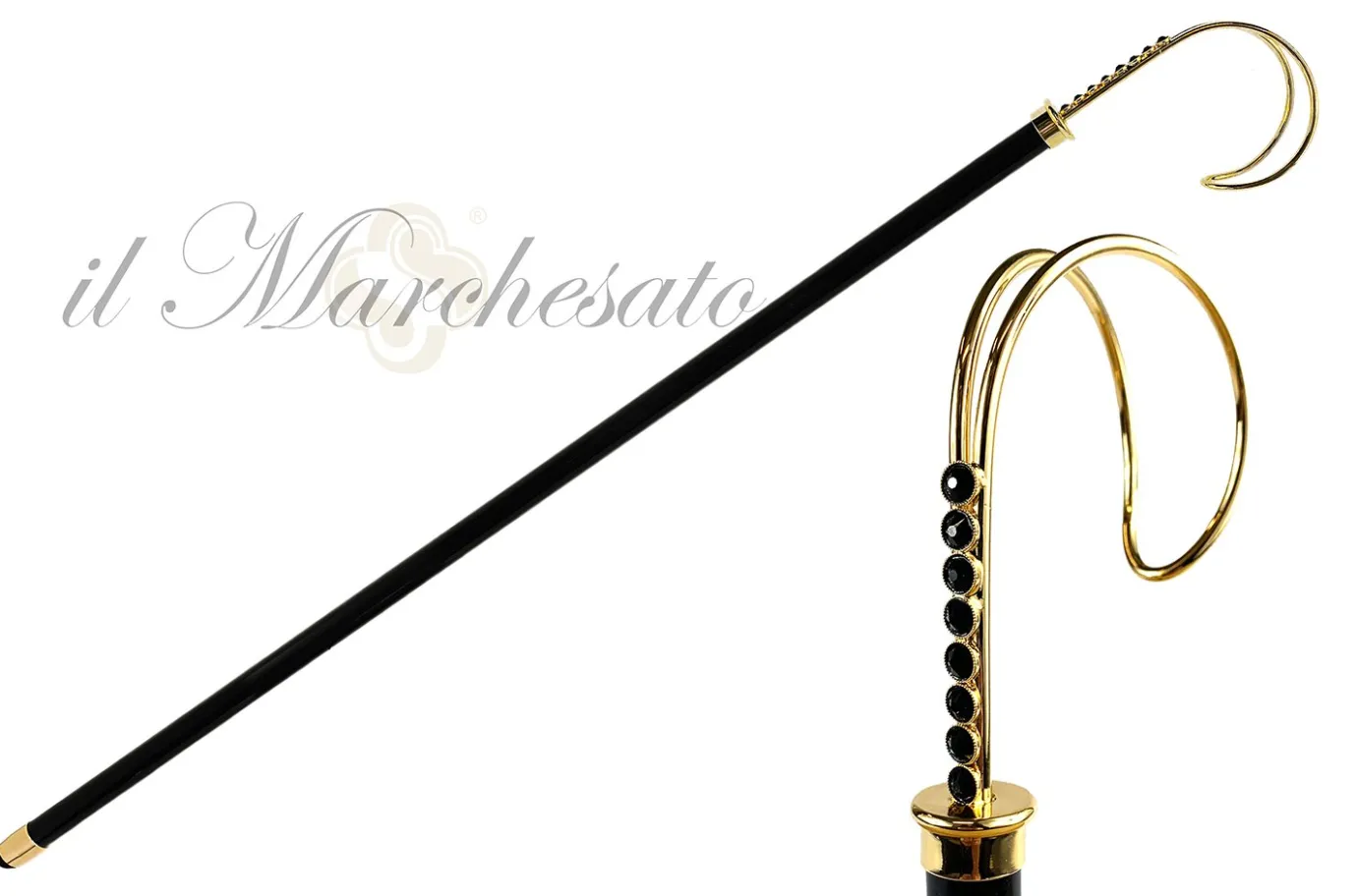 Il Marchesato Fine Walking Sticks - Black Swarovski Crystals Best