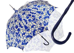 Il Marchesato Flowered Marguerite Parasol - Blue Leather Handle New