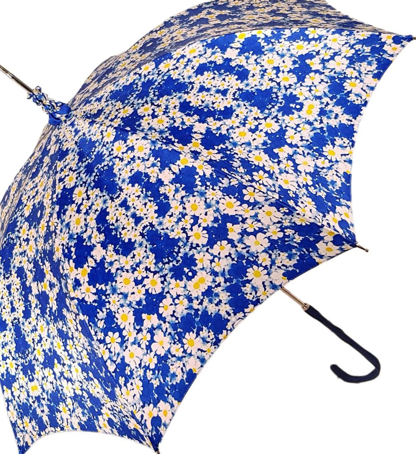 Il Marchesato Flowered Marguerite Parasol - Blue Leather Handle New