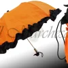 Il Marchesato Folding Orange Umbrella with Black Ruffle Clearance