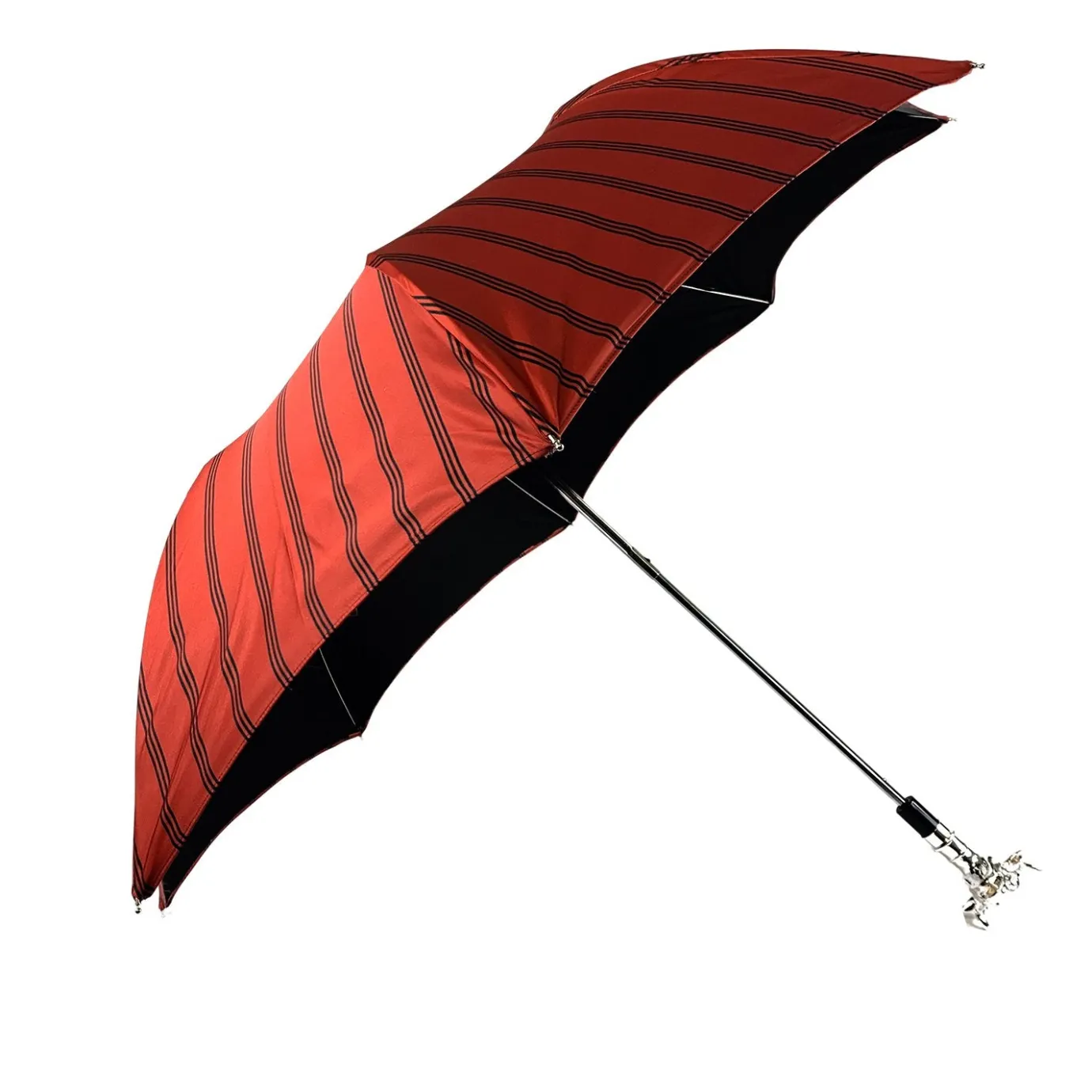 Il Marchesato Folding Umbrella for Men with Silver-plated Bull Handle Online