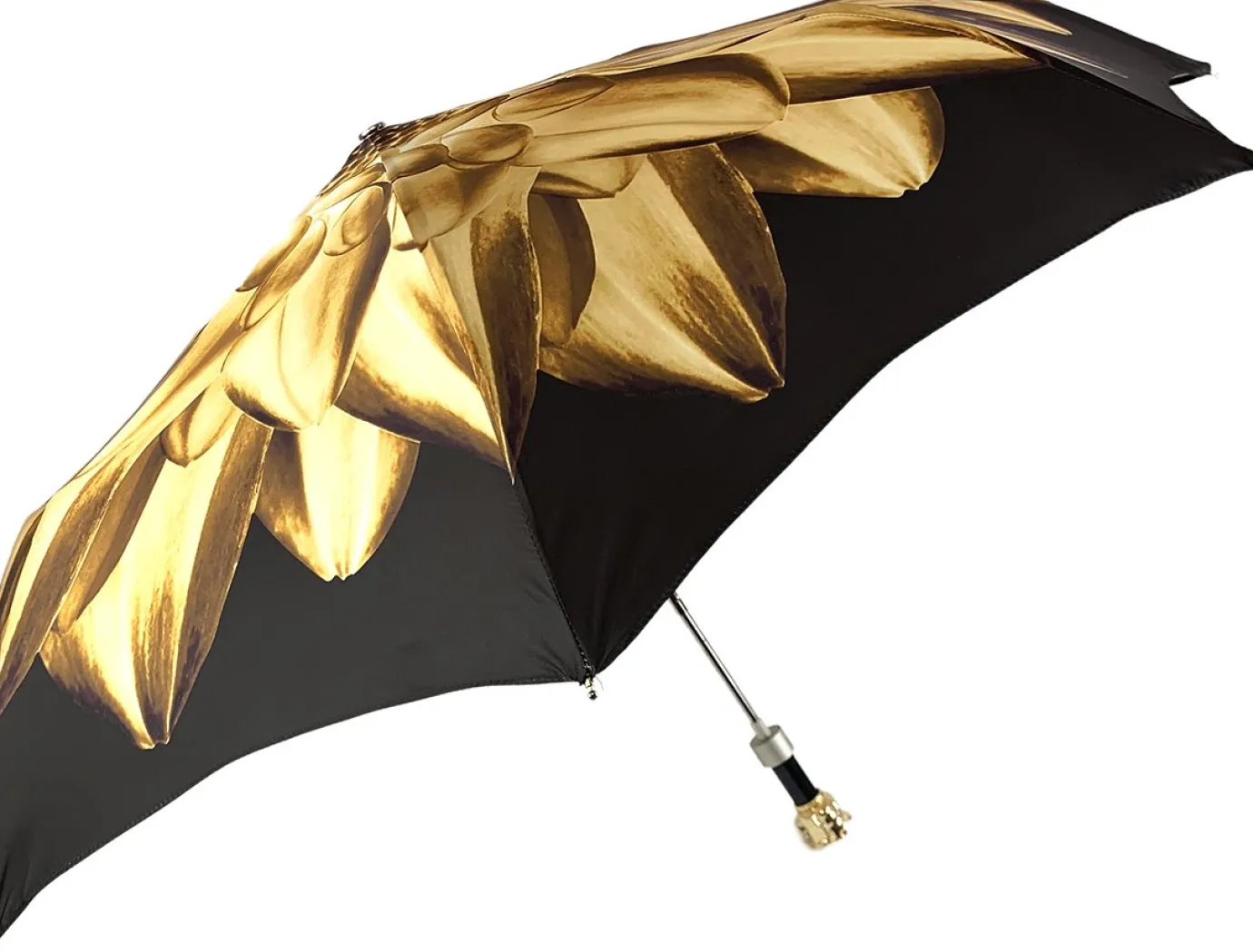 Il Marchesato Gold And Brown Dahlia Folding Umbrella Hot