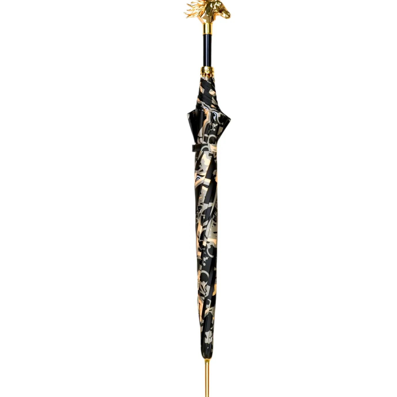 Il Marchesato Gold Horse Head Handle Umbrella – Elegant Equestrian Design Fashion