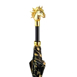 Il Marchesato Gold Horse Head Handle Umbrella – Elegant Equestrian Design Fashion