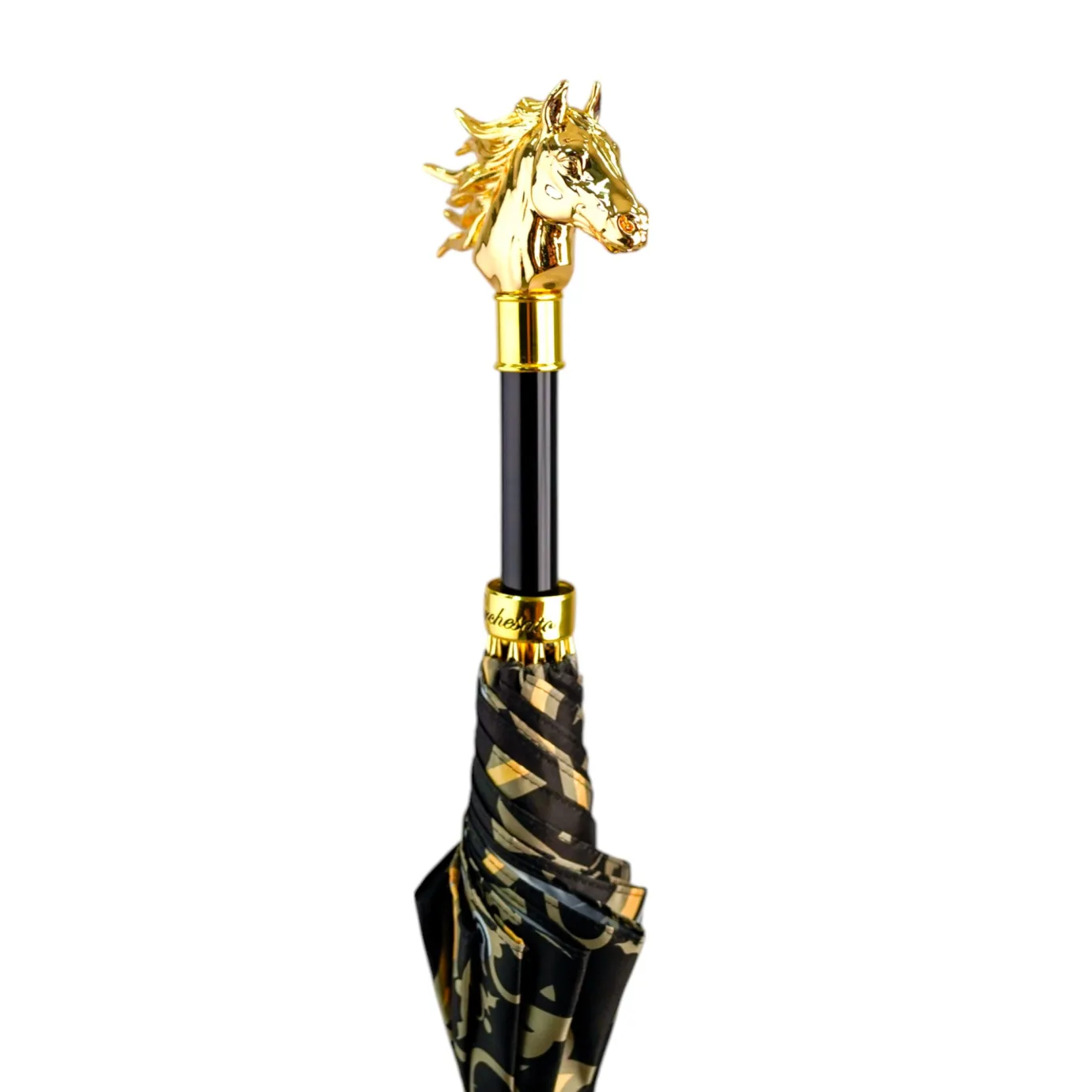 Il Marchesato Gold Horse Head Handle Umbrella – Elegant Equestrian Design Fashion