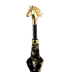 Il Marchesato Gold Horse Head Handle Umbrella – Elegant Equestrian Design Fashion