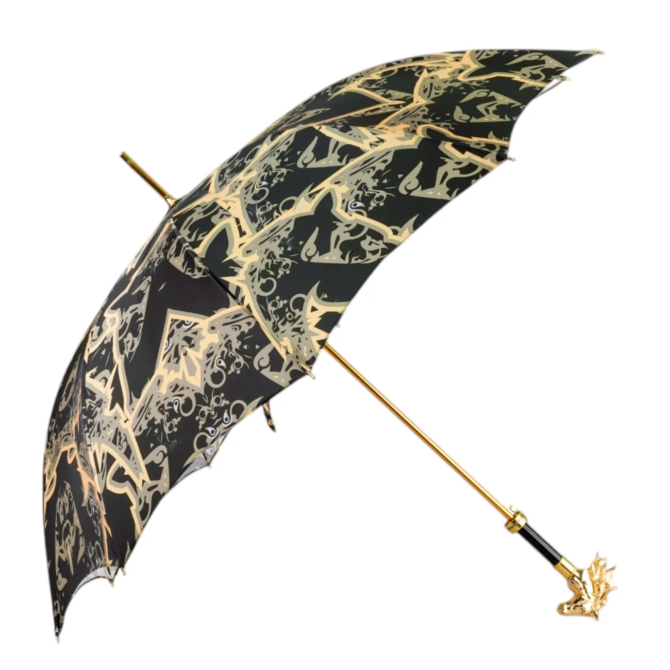 Il Marchesato Gold Horse Head Handle Umbrella – Elegant Equestrian Design Fashion