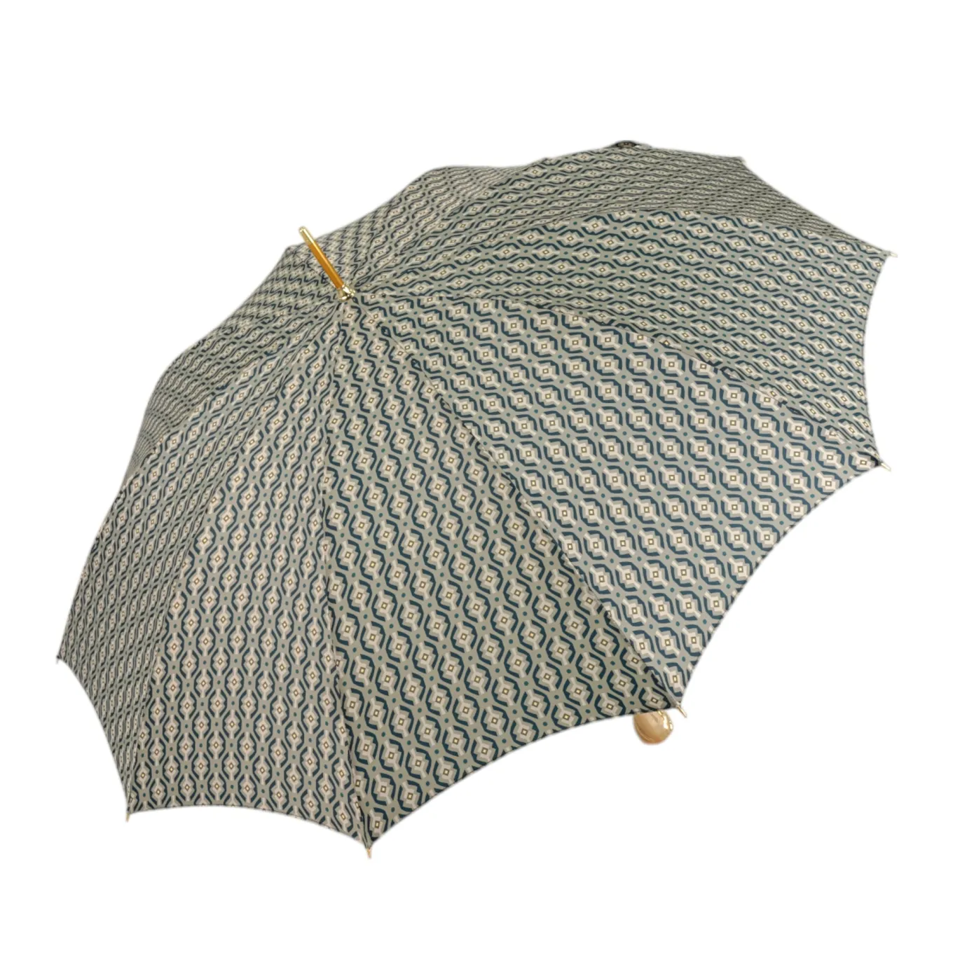 Il Marchesato Golden Hound: Beige Patterned Umbrella with Dog Handle in Gold Finish New