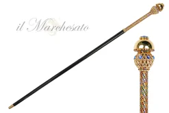 Il Marchesato Golden Majesty: 24K Gold-Plated Walking Canes with Crystal Elegance New