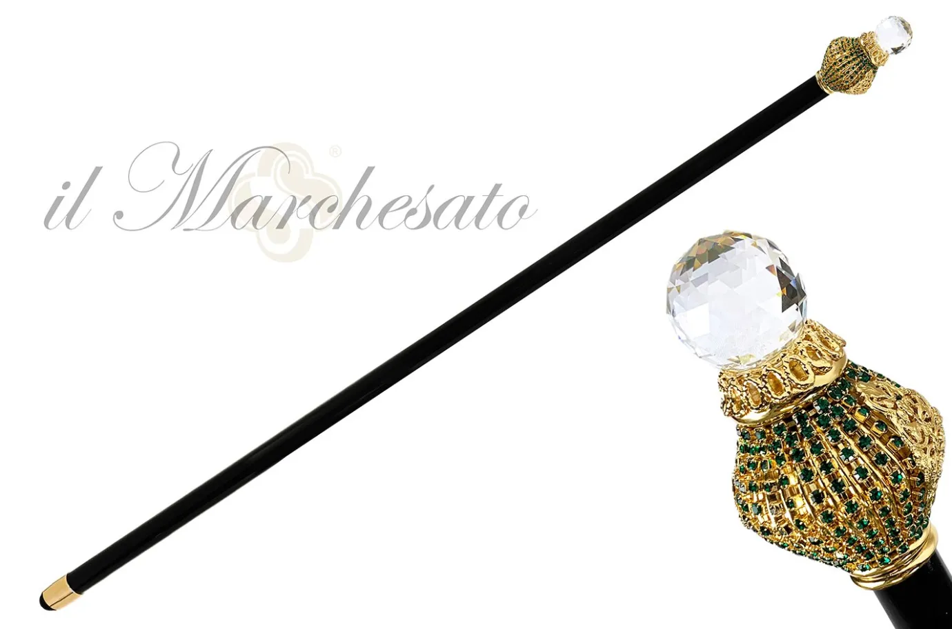 Il Marchesato Gorgeous Emerald Walking Stick - Big Swarovski Stone Best