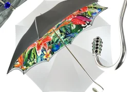Il Marchesato Grey Umbrella With Floral Print Interior - Exclusive Pattern Fashion