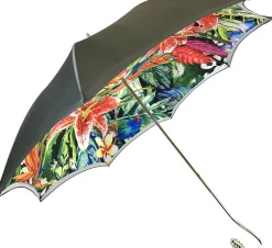Il Marchesato Grey Umbrella With Floral Print Interior - Exclusive Pattern Fashion