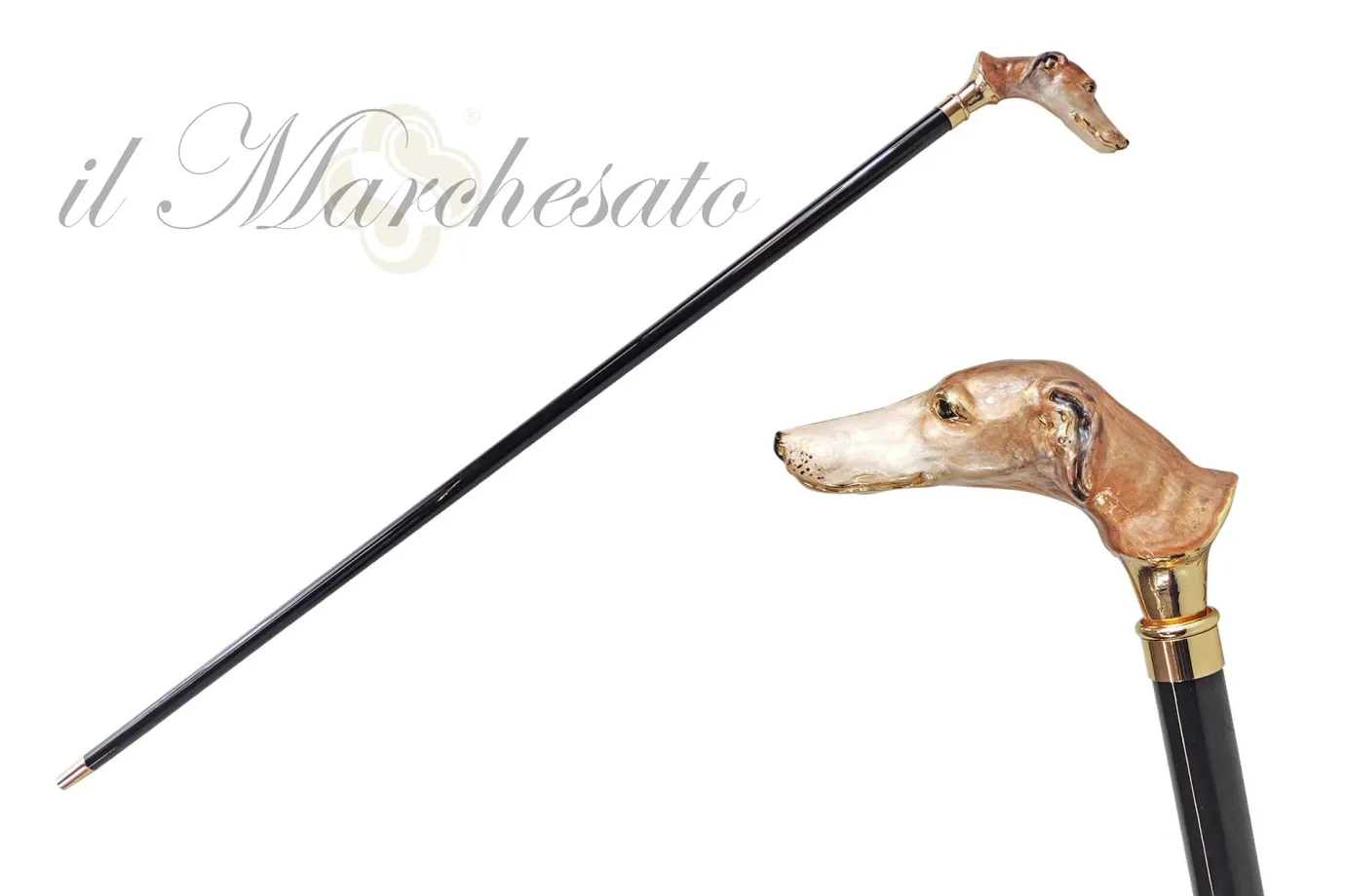 Il Marchesato Hand enameled greyhound Walking stick Outlet