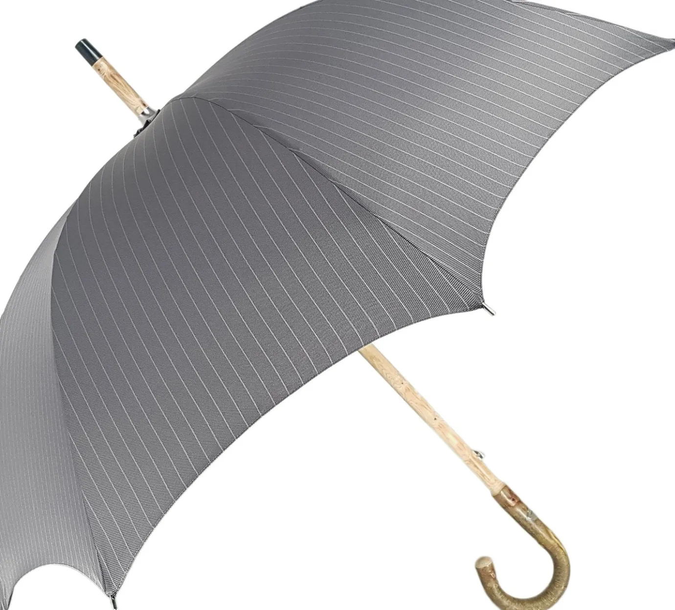 Il Marchesato Handcrafted Grey Umbrella - Natural Ash Wood-Handle Clearance