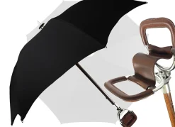 Il Marchesato Handcrafted Leather Seat Umbrella - Black Color Outlet