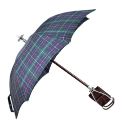 Il Marchesato Handcrafted Leather Seat Umbrella- Tartan design Outlet