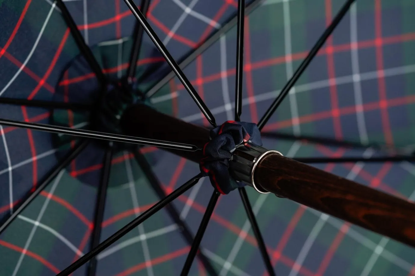 Il Marchesato Handcrafted Leather Seat Umbrella- Tartan design Outlet