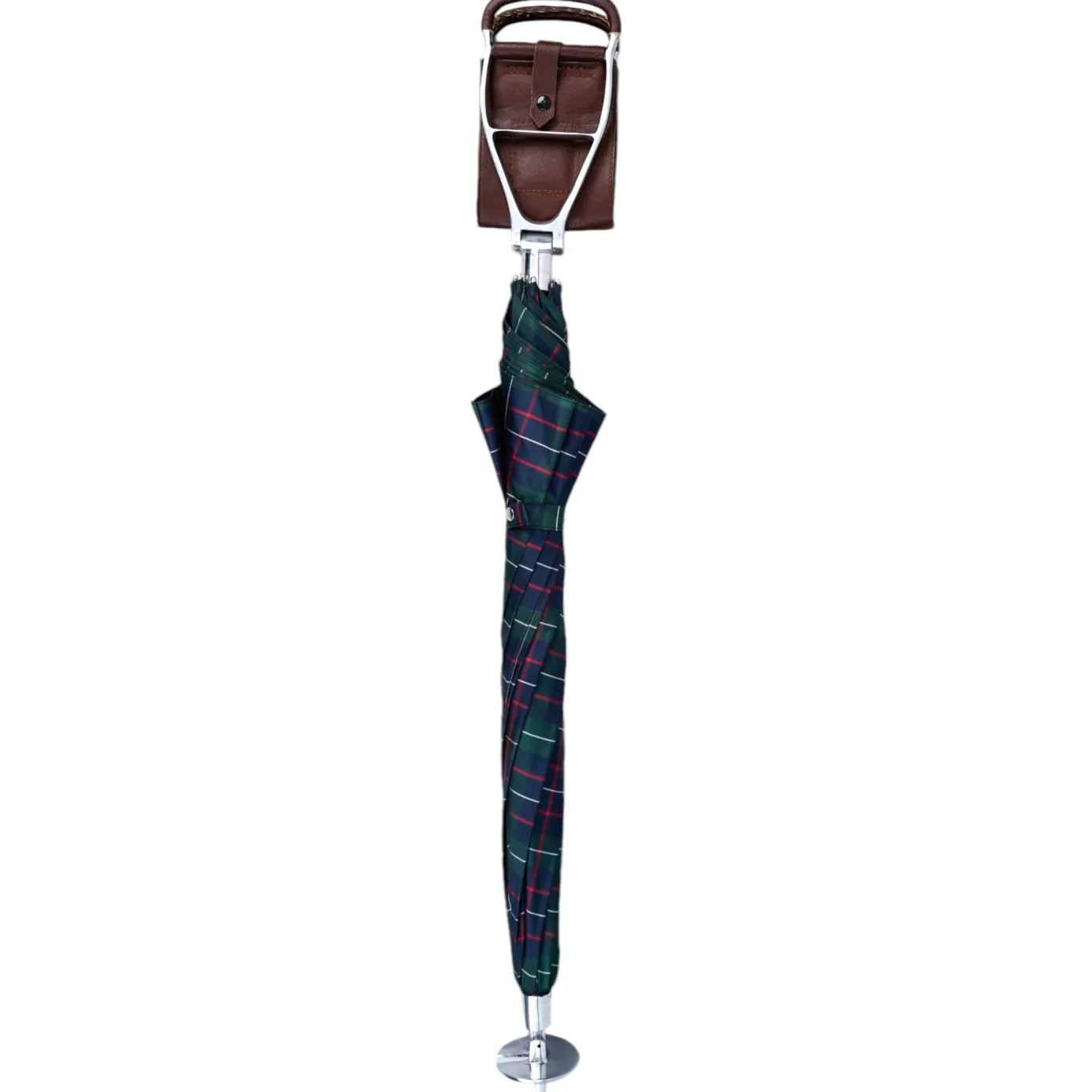 Il Marchesato Handcrafted Leather Seat Umbrella- Tartan design Outlet