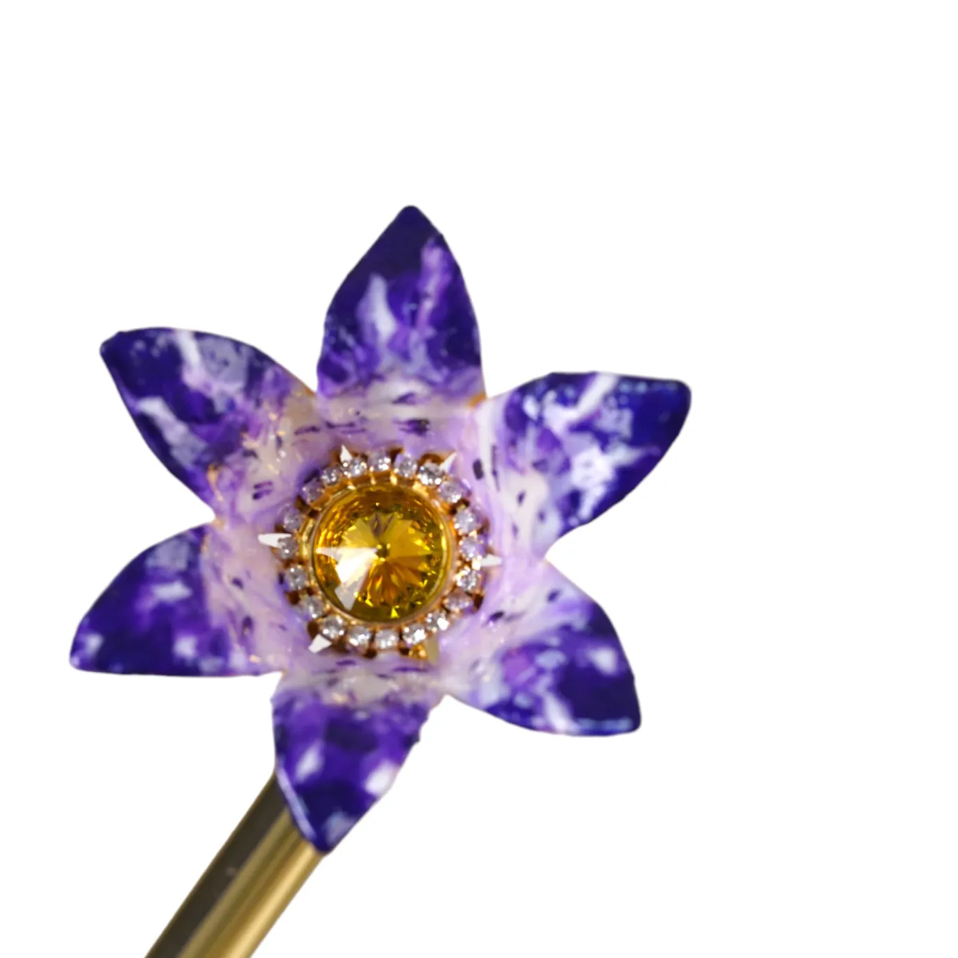 Il Marchesato Handcrafted Umbrella with 24K Gold-Plated Hand-Painted Metal Flower Ha Sale