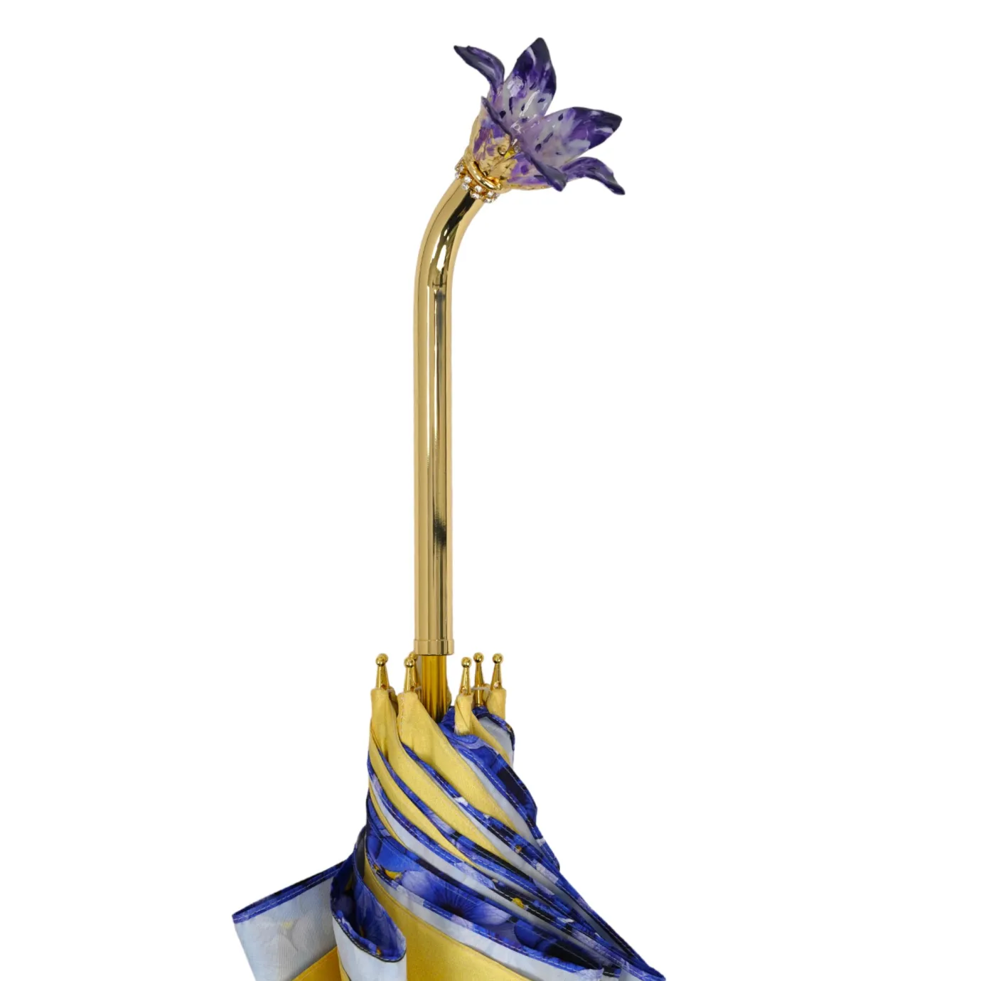 Il Marchesato Handcrafted Umbrella with 24K Gold-Plated Hand-Painted Metal Flower Ha Sale