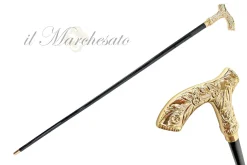 Il Marchesato Hand-engraved metal Walking stick - 24K goldplated Clearance