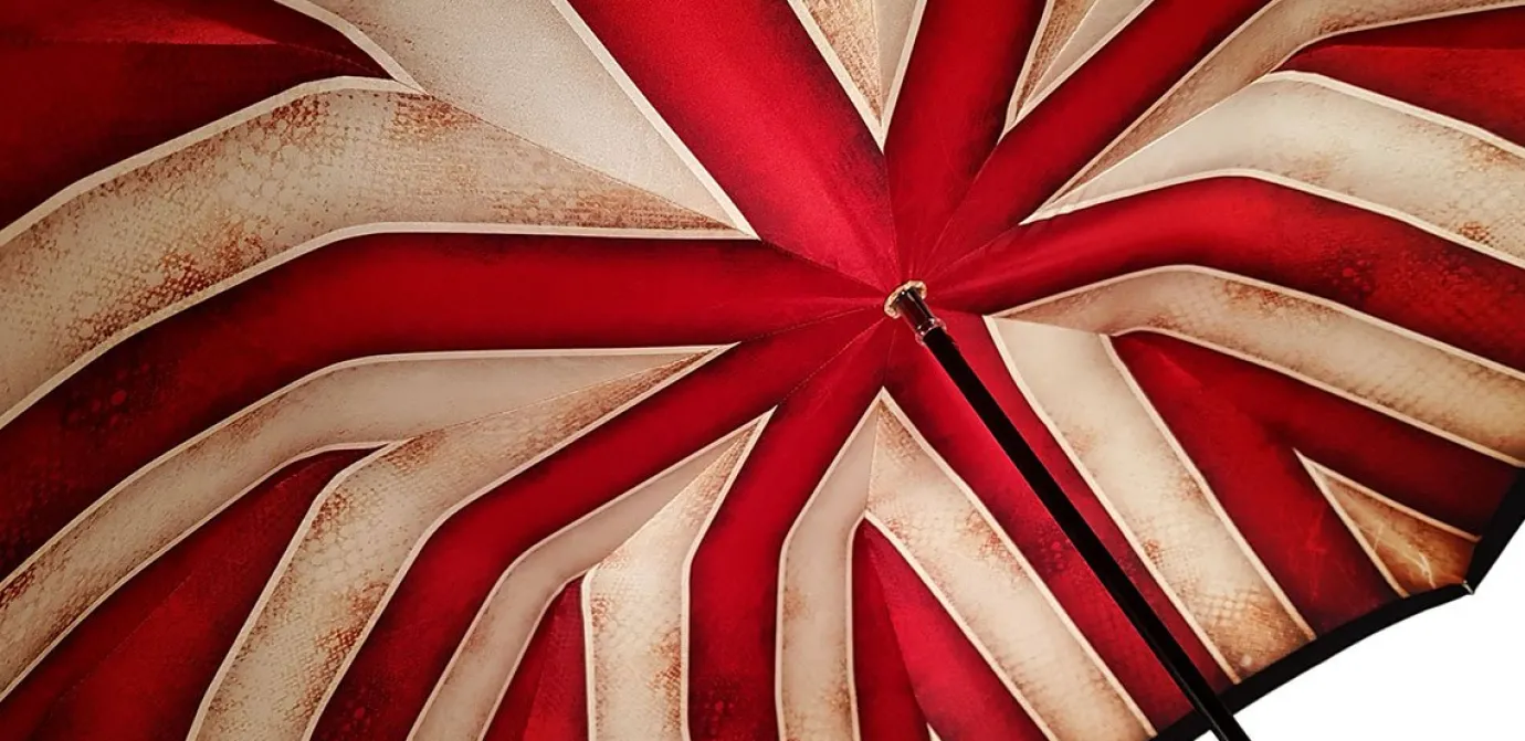 Il Marchesato Handmade Men's Umbrella - Striped Red And Cream - Shaded Colors Online