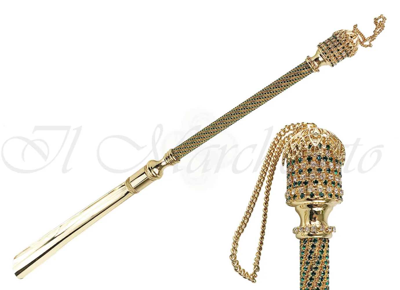 Il Marchesato Handmade Shoehorn with Emerald Crystals Fashion