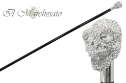 Il Marchesato Lux Silver Skull Cane Encrusted with Swarovski Cristals Discount