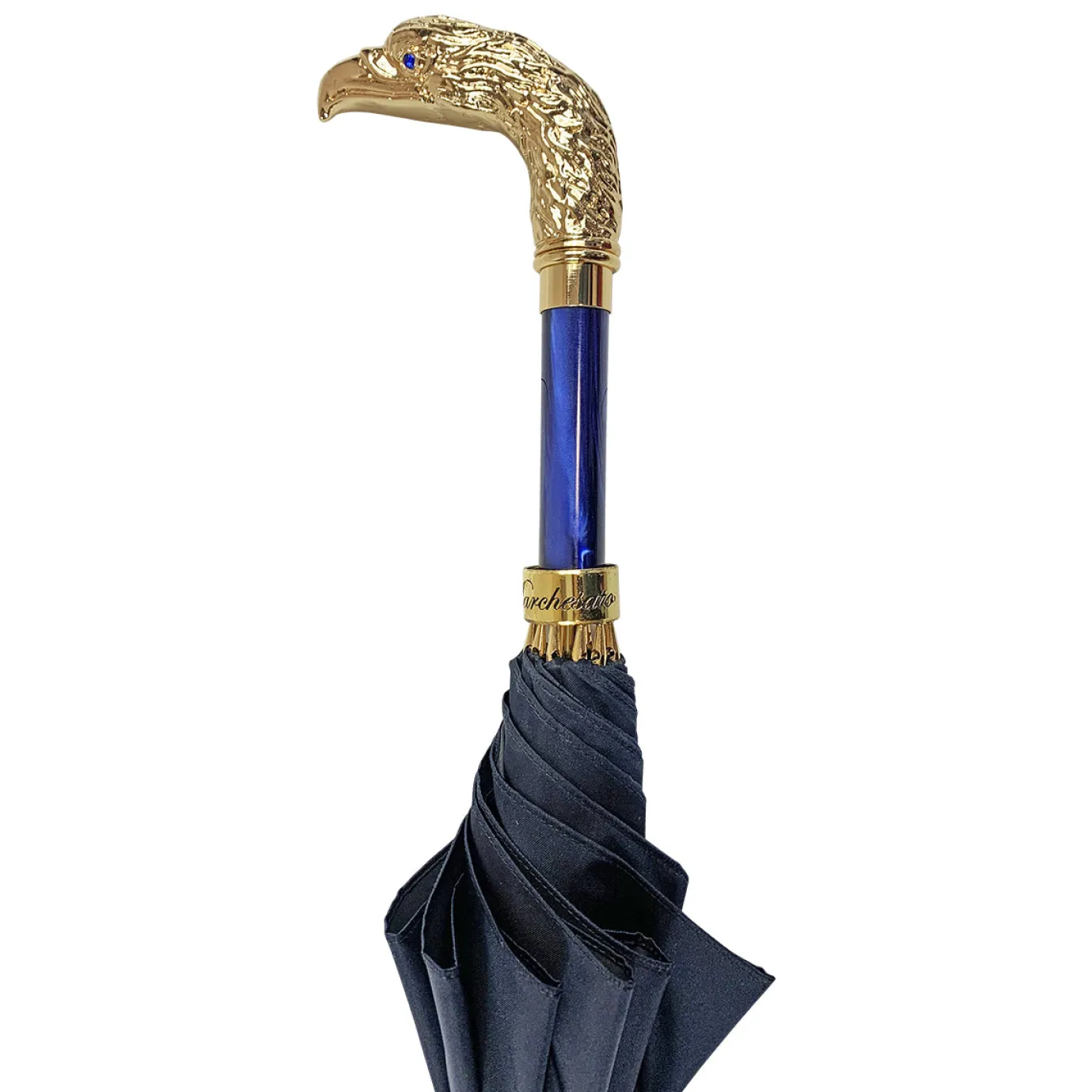 Il Marchesato 24K eagle handle - elegant blue umbrella Hot