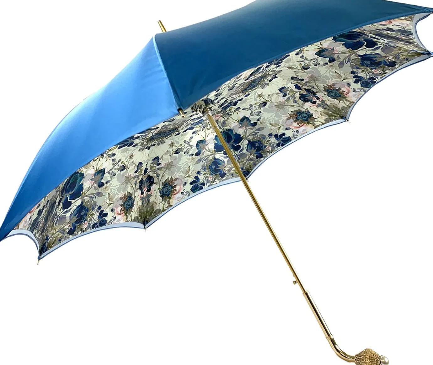 Il Marchesato Light Blue Flowers Umbrella, Double Cloth Outlet