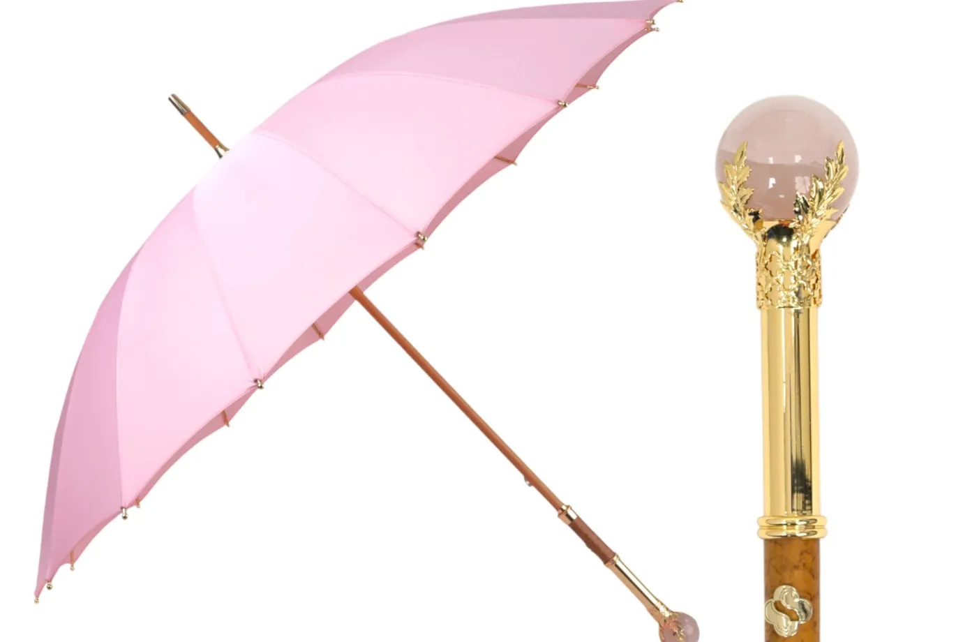 Il Marchesato LIMITED COLLECTION - Pink Umbrella with Gold-Plated Handle and Quartz Online