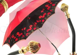 Il Marchesato Lovely Red Shade Umbrella, New Flowered Exclusive By Outlet