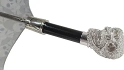 Il Marchesato Lux Silver Swarovski Skull Folding Umbrella Discount