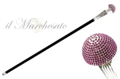Il Marchesato Luxurious Collectible Walking Stick - Fuchsia Crystals Fashion