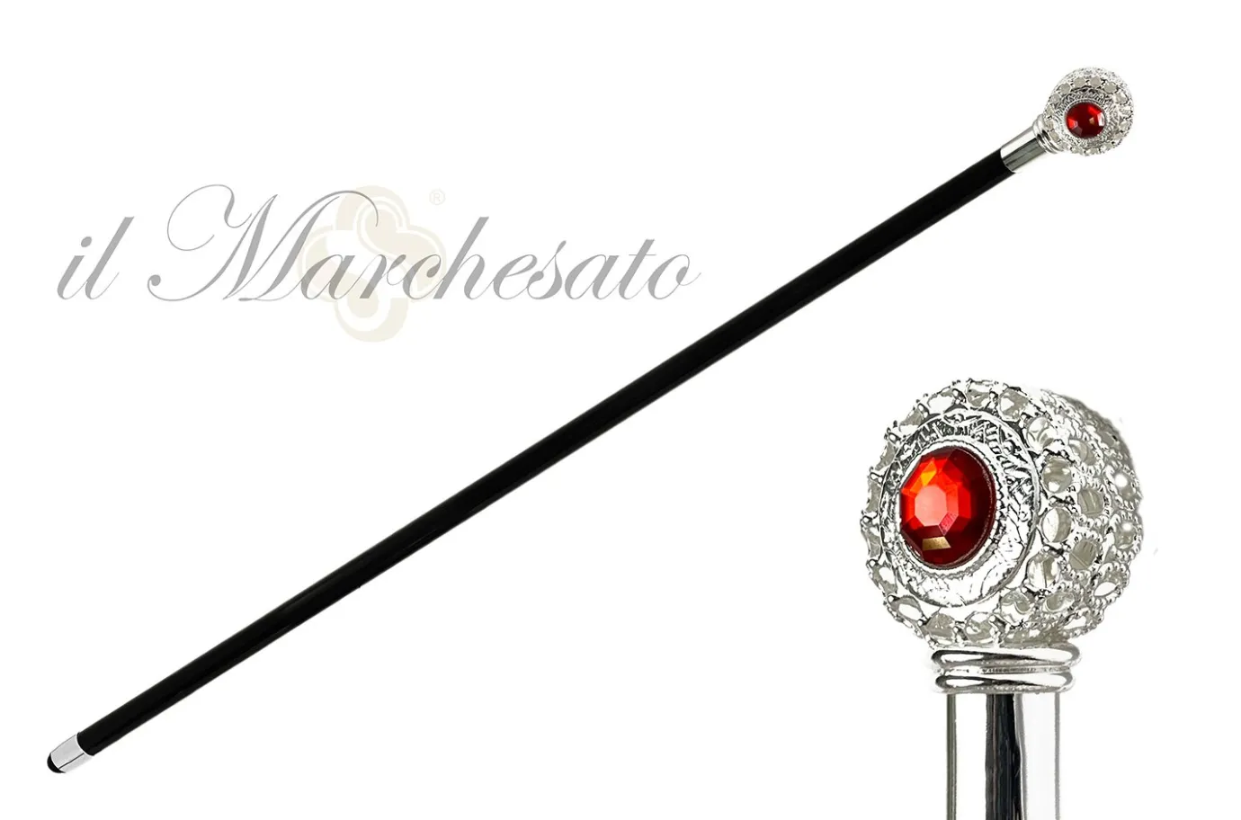 Il Marchesato Luxury Evening Walking Stick Silver Plated Handle Outlet