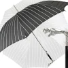 Il Marchesato Luxury Gents Black Pinstripe Umbrella with Jaguar Handle Clearance