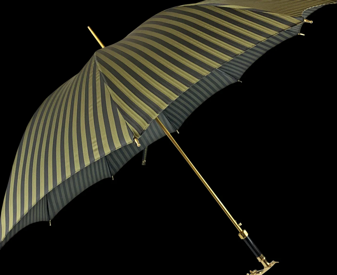 Il Marchesato Luxury Gents Pinstripe Umbrella with Goldplated Jaguar Handle Hot