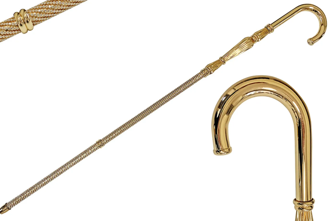 Il Marchesato Luxury Gold plated 24K walking stick encrusted with thousands of cryst Hot