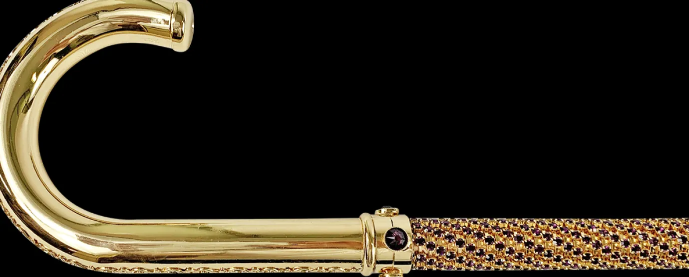 Il Marchesato Luxury Gold plated 24K walking stick encrusted with thousands of ameth Online