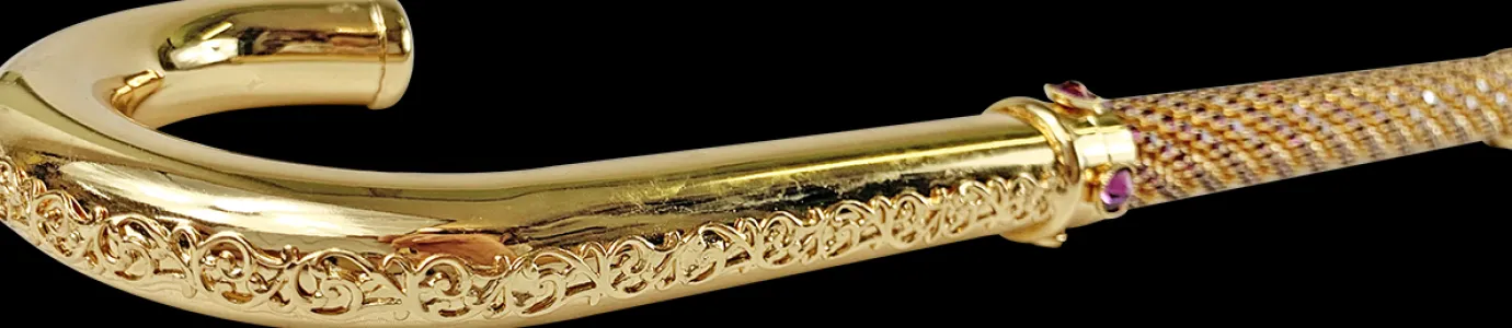 Il Marchesato Luxury Gold plated 24K walking stick encrusted with thousands of ameth Online