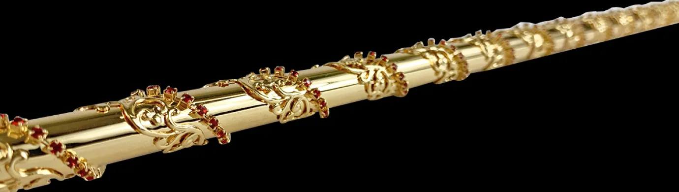 Il Marchesato Luxury Gold plated 24K walking stick with Siam crystals Hot