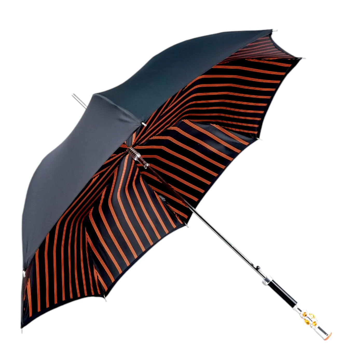 Il Marchesato Luxury Umbrella with Bold Stripes and Gem-Encrusted Handle Fashion