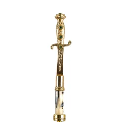 Il Marchesato Majestic Green Umbrella with Ornate Sword Handle in 24K Gold Plating Clearance