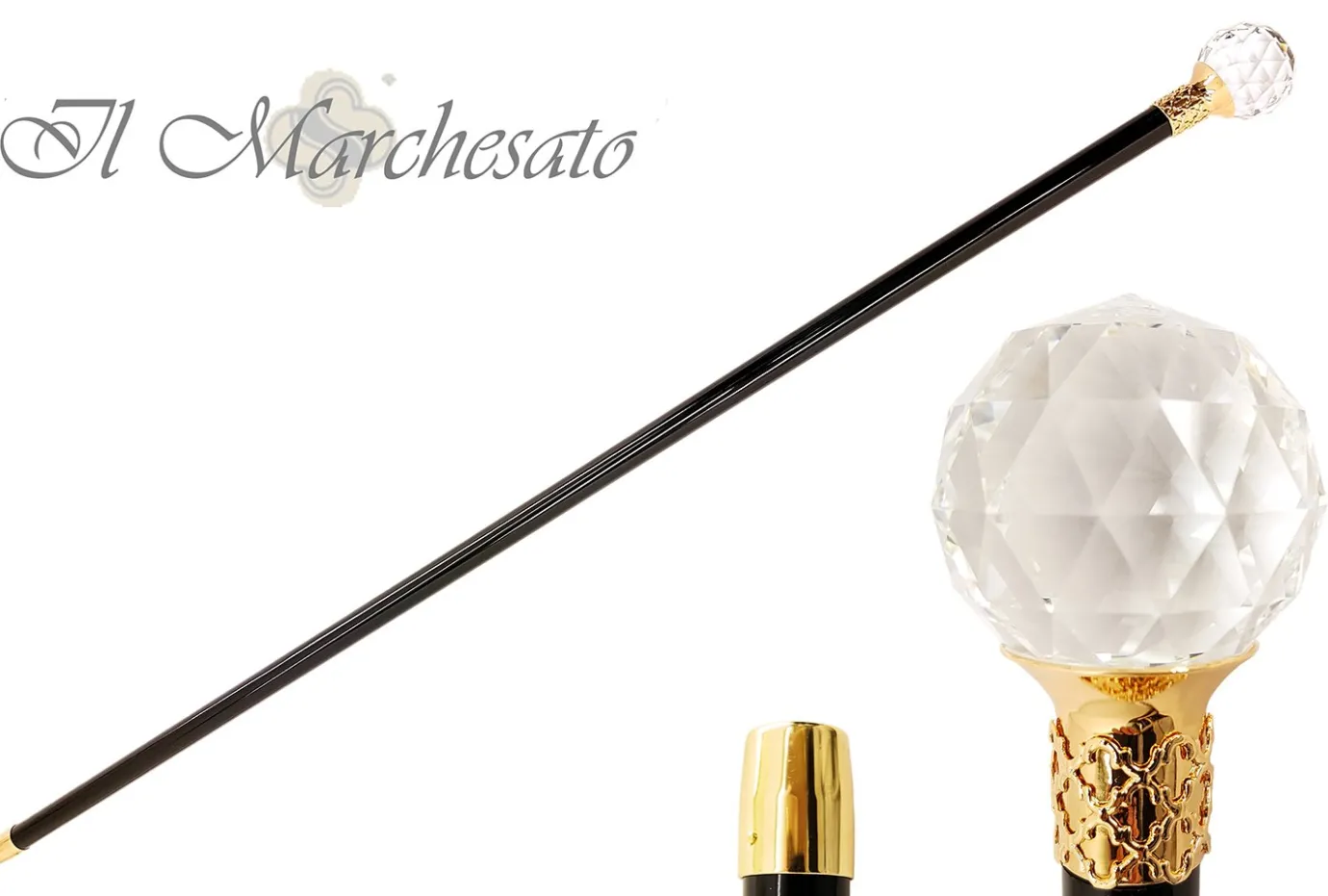 Il Marchesato Majesty Swarovski Elements Crystal Ball Formal knobstick Cane Clearance