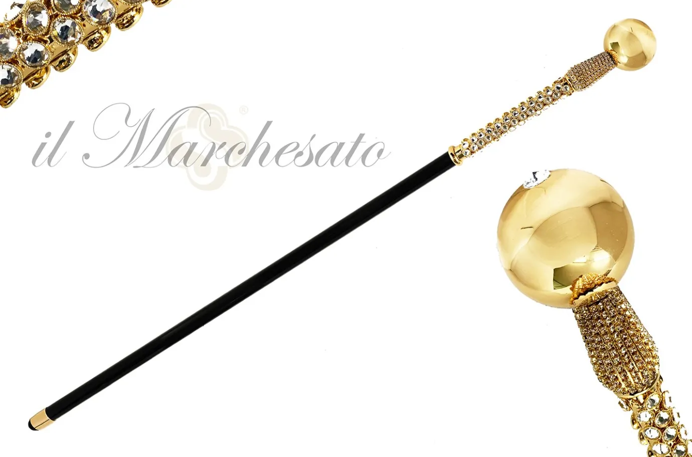 Il Marchesato Majesty Walking Stick - Handle Rich in Swarovski Crystals Hot