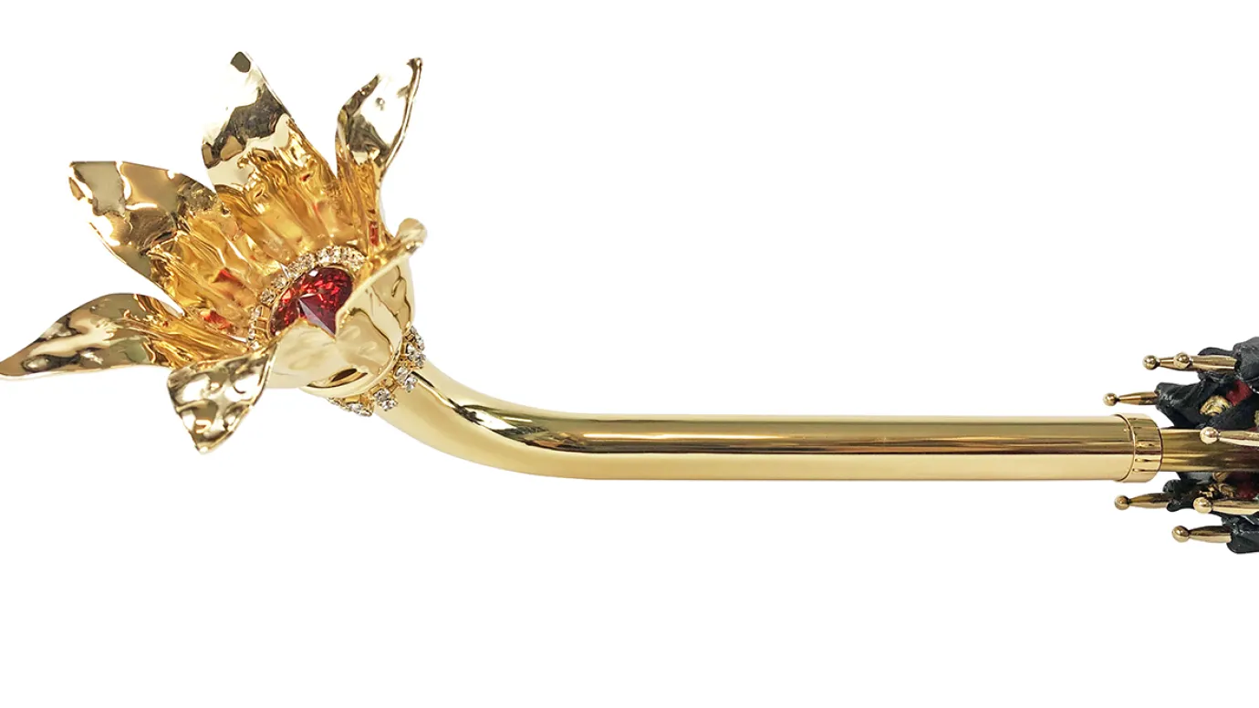 Il Marchesato Marvelous Green and Red Umbrella with Goldplated flower Outlet