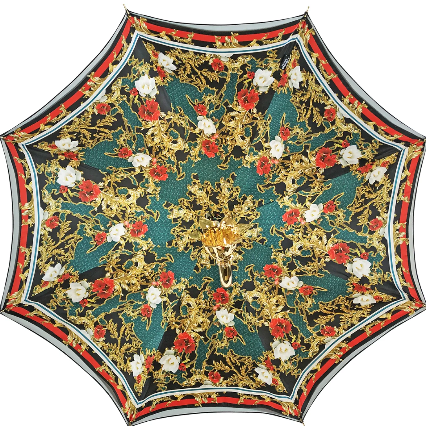 Il Marchesato Marvelous Green and Red Umbrella with Goldplated flower Outlet
